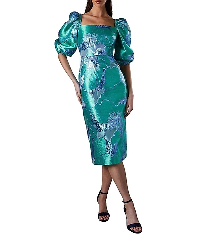 Coast Bubble Sleeve Jacquard Dress