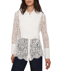 Mint Velvet Women's Lace Pintuck Shirt