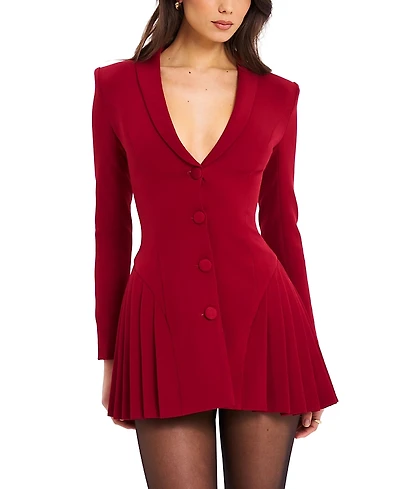 Miss Circle Delia Long Sleeve Blazer Dress with Pleated Skirt Detail