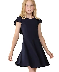 Un Deux Trois Girls' Flutter Sleeve Dress - Big Kid