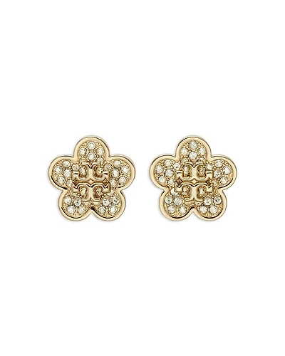 Tory Burch Kira Pave Flower Stud Earrings