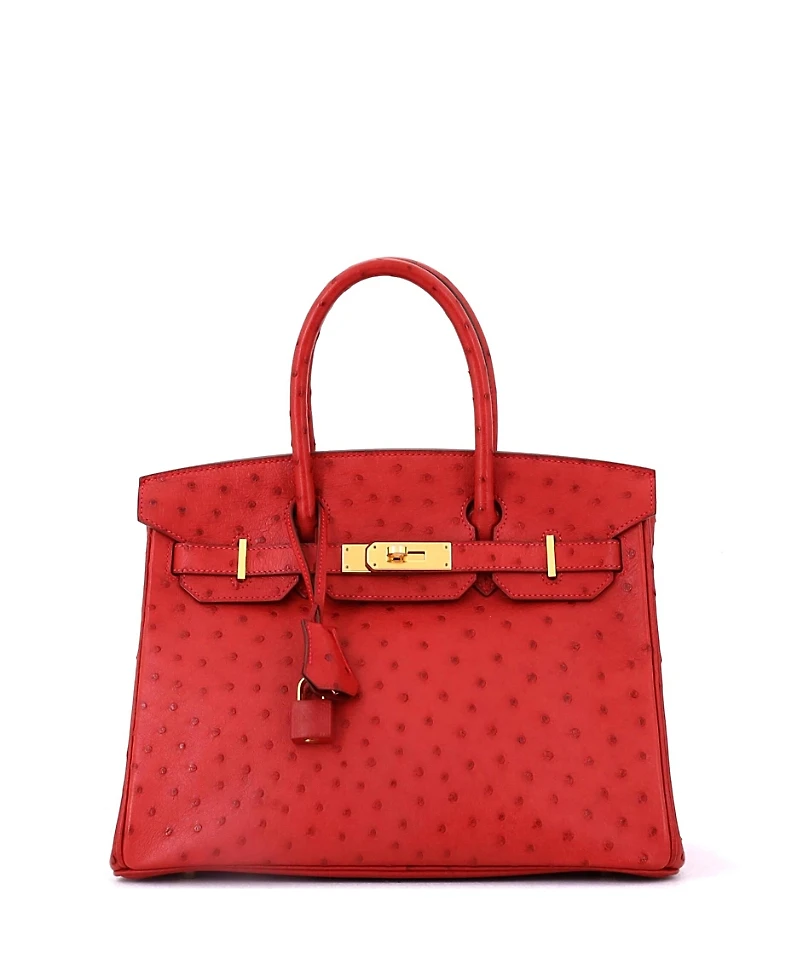 Pre-Owned HERMES Birkin 30 Handbag Ostrich with Gold Hardware