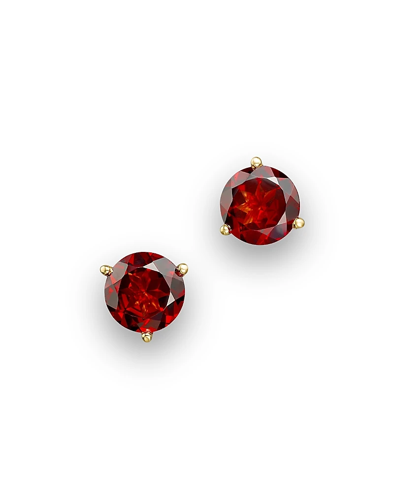 Garnet Round Stud Earrings