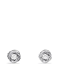 Infinity Stud Earrings in Sterling Silver with Diamonds, 6.8mm