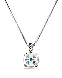 Petite Albion® Pendant Necklace in Sterling Silver with Blue Topaz and Diamonds, 7mm