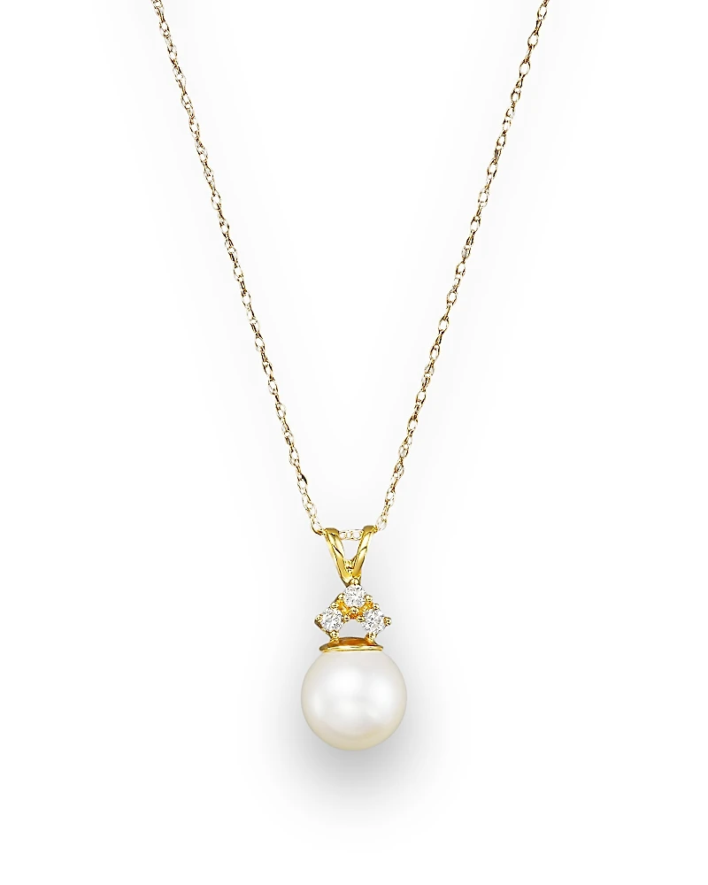 Cultured Freshwater Pearl and Diamond Pendant Necklace