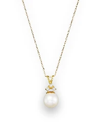 Cultured Freshwater Pearl and Diamond Pendant Necklace