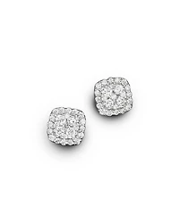 Diamond Cluster Stud Earrings in 14K White Gold, .50 tcw