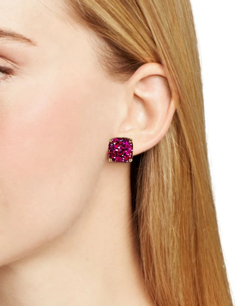 Small Square Glitter Stud Earrings