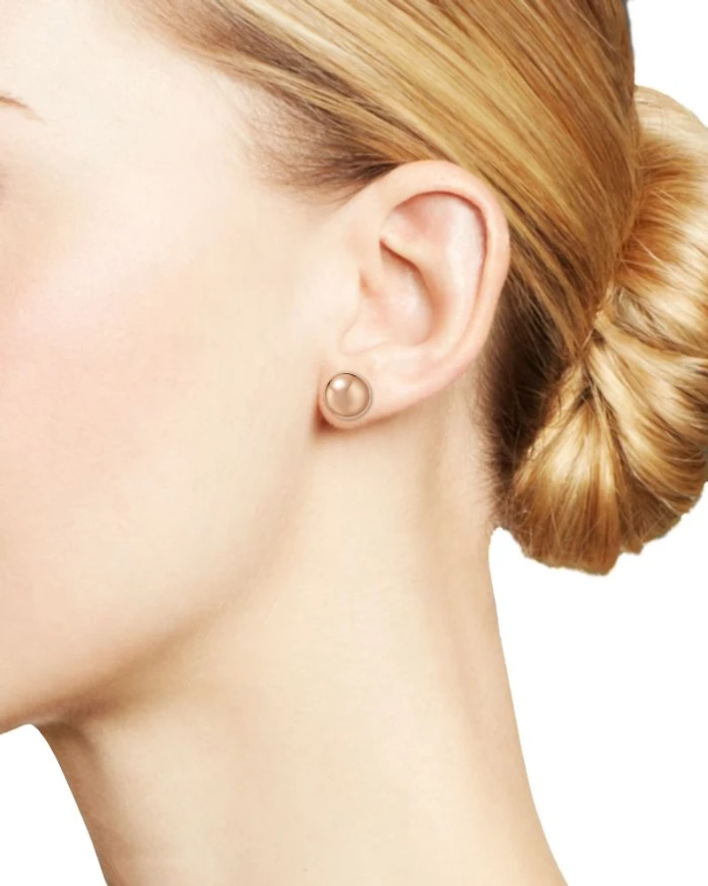 14K Rose Gold Flat Ball Stud Earrings