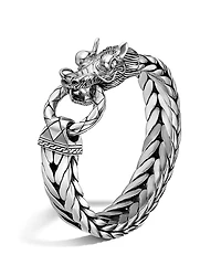 John Hardy Men's Naga Silver Dragon Head Bracelet on Fishtail Chain