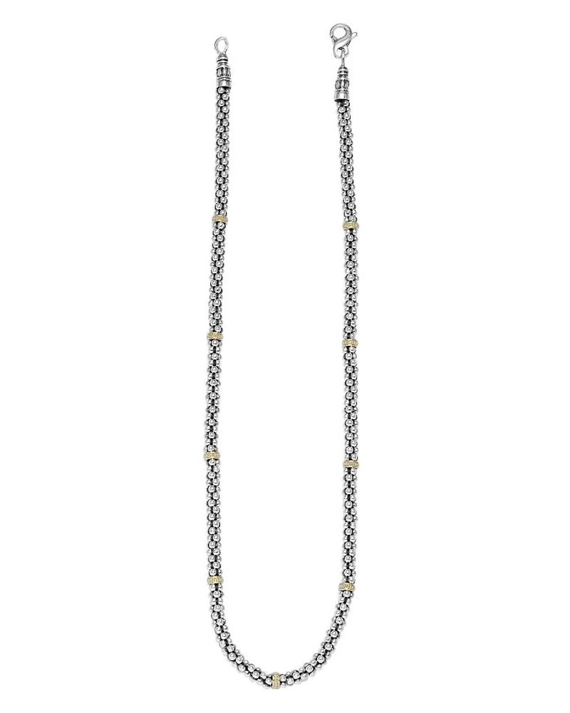 18K Gold and Sterling Silver Caviar™ Mini Rope Necklace, 18"