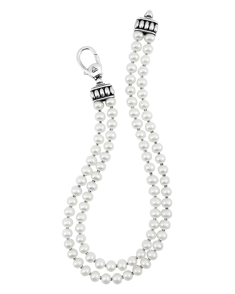 Lagos Sterling Silver Luna Cultured Freshwater Pearl Double Strand Necklace, 18