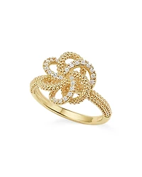 Lagos 18K Yellow Gold Love Knot Ring with Diamonds