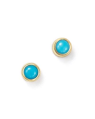Zoe Chicco 14K Yellow Gold and Bezel Turquoise Stud Earrings