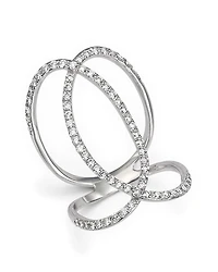 Diamond Crossover Statement Ring in 14K White Gold, .75 tcw