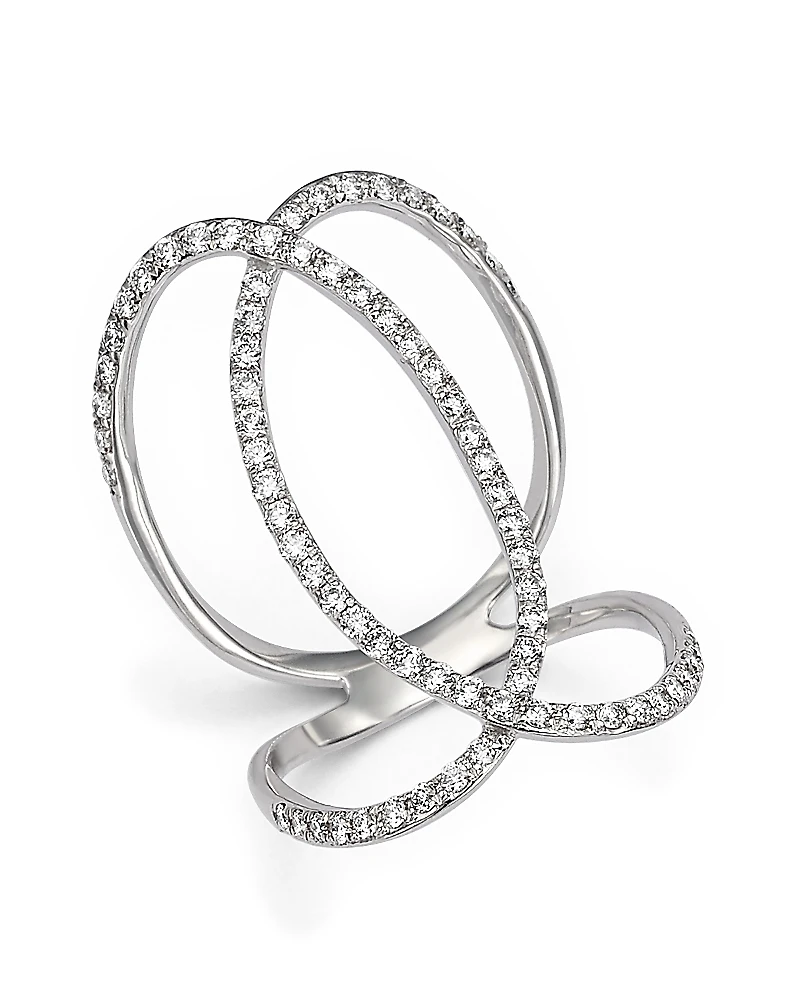 Diamond Crossover Statement Ring