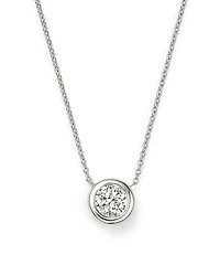 Roberto Coin 18K White Gold Bezel Diamond Solitaire Pendant Necklace, 16