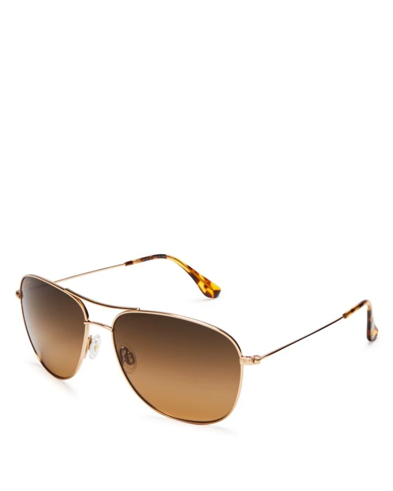 Cliff House Polarized Brow Bar Aviator Sunglasses, 59mm