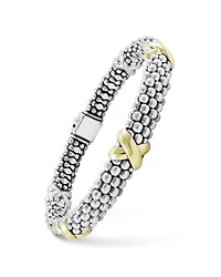 18K Yellow Gold and Sterling Silver Caviar Bracelet