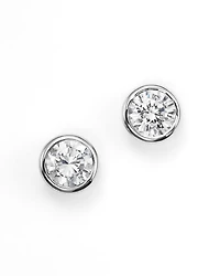 Diamond Bezel Set Stud Earrings 14K White Gold, 0.20-1.0 tcw