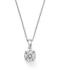 Diamond Solitaire Pendant Necklace in 14K White Gold, 0.30 tcw