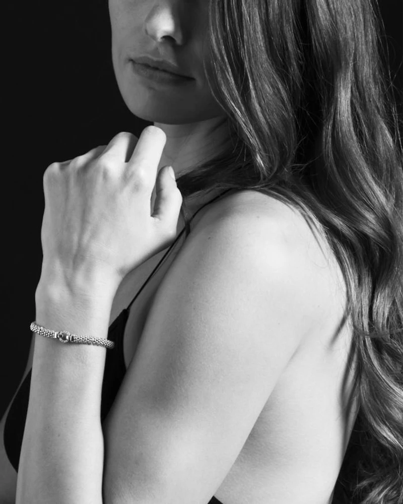 Enso Sterling Silver Caviar Bracelet with Diamonds