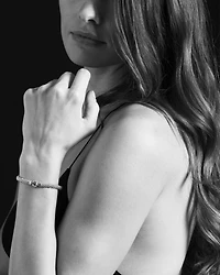 Enso Sterling Silver Caviar Bracelet with Diamonds