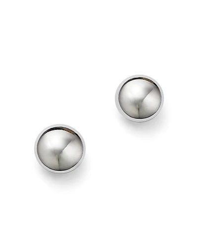 14K White Gold Flat Ball Stud Earrings