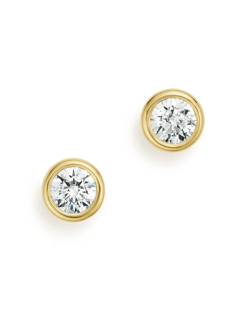 Diamond Bezel Stud Earrings 14K Yellow Gold, 0.20-1.0 tcw