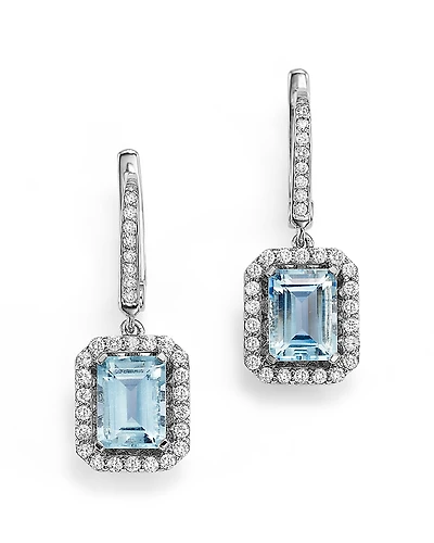 Aquamarine and Diamond Drop Earrings