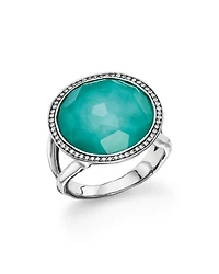Sterling Silver Stella Lollipop Ring in Turquoise Doublet with Diamonds