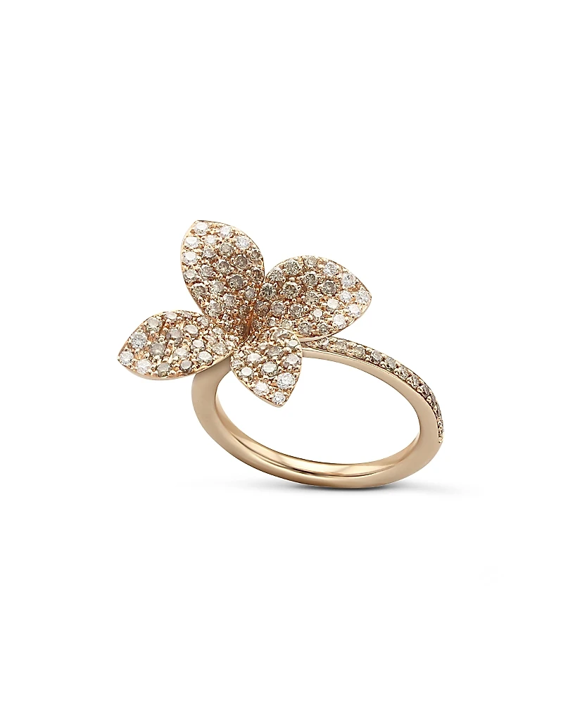 Pasquale Bruni 18K Rose Gold Secret Garden Pave Diamond Four Petal Flower Ring