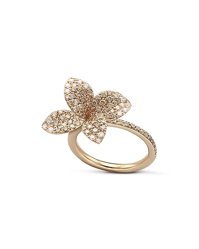 Pasquale Bruni 18K Rose Gold Secret Garden Pave Diamond Four Petal Flower Ring