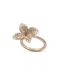 Pasquale Bruni 18K Rose Gold Secret Garden Pave Diamond Four Petal Flower Ring