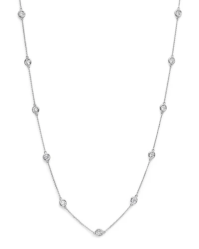 Diamond Station Necklace in 14K White Gold, 2.60 tcw
