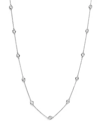Diamond Station Necklace in 14K White Gold, 2.60 tcw