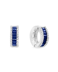 Blue Sapphire and Diamond Hoop Earrings