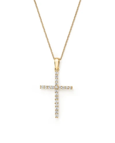 Diamond Cross Necklace in 14K Yellow Gold, 0.25 tcw