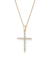 Diamond Cross Necklace in 14K Yellow Gold, 0.25 tcw