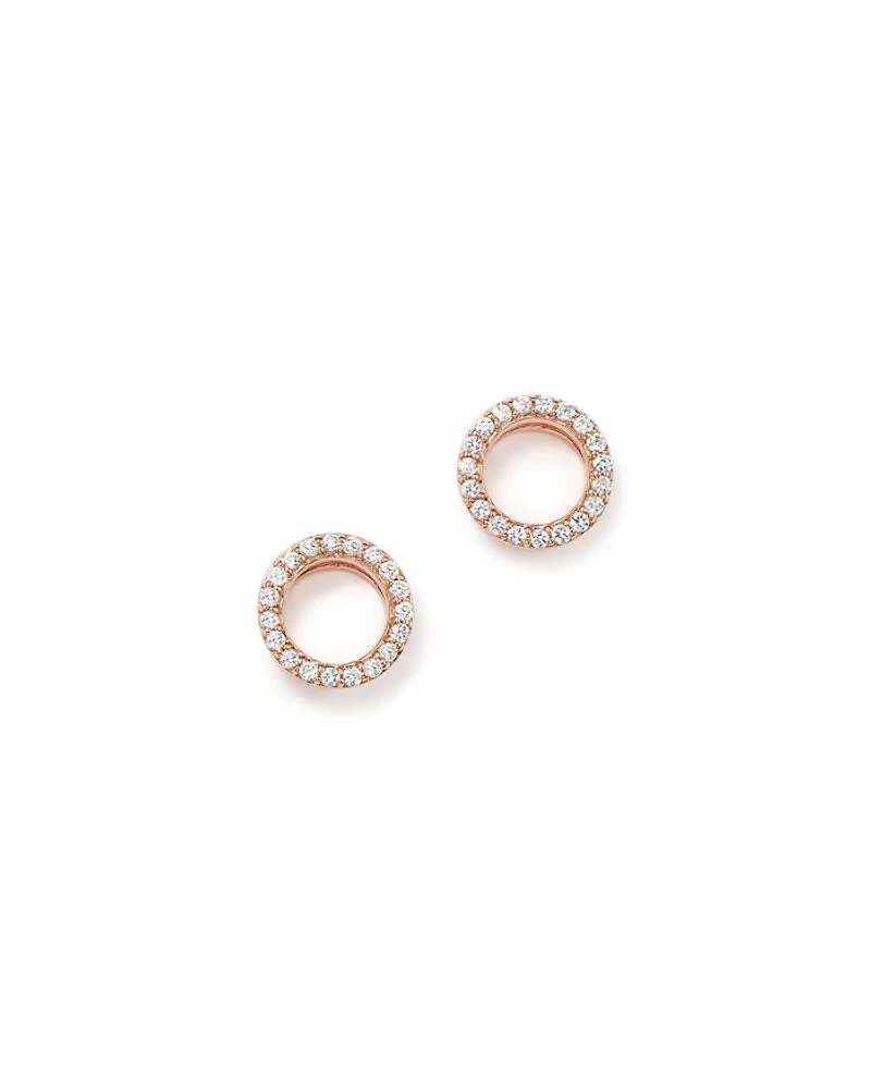 Diamond Circle Stud Earrings in 14K Rose Gold, .20 tcw