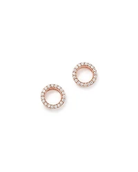 Diamond Circle Stud Earrings in 14K Rose Gold, .20 tcw