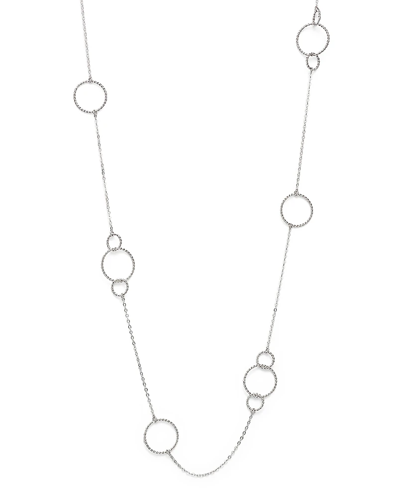 Sterling Silver Twisted Circles Station Necklace, 36