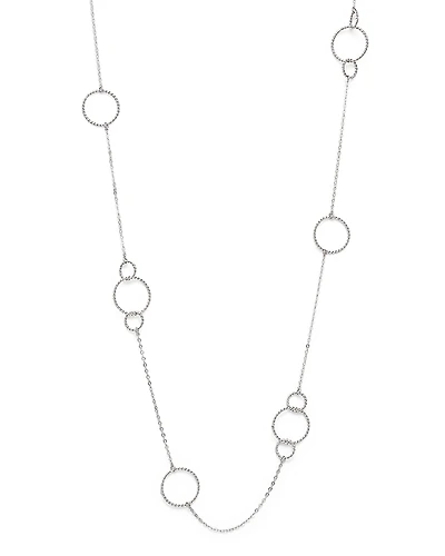 Sterling Silver Twisted Circles Station Necklace, 36