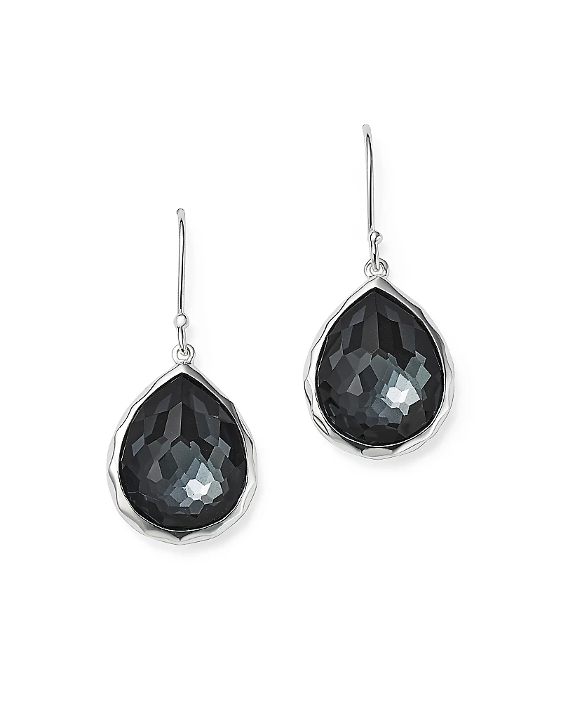 Ippolita Sterling Silver Wonderland Hematite and Clear Quartz Doublet Mini Teardrop Earrings