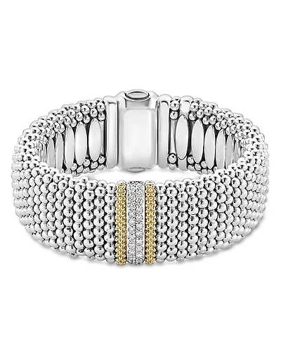 Lagos 18K Gold & Sterling Silver Diamond Lux Single Station Bracelet