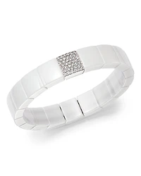 Roberto Demeglio 18K White Gold & White Ceramic Domino Square Stretch Bracelet with Diamonds