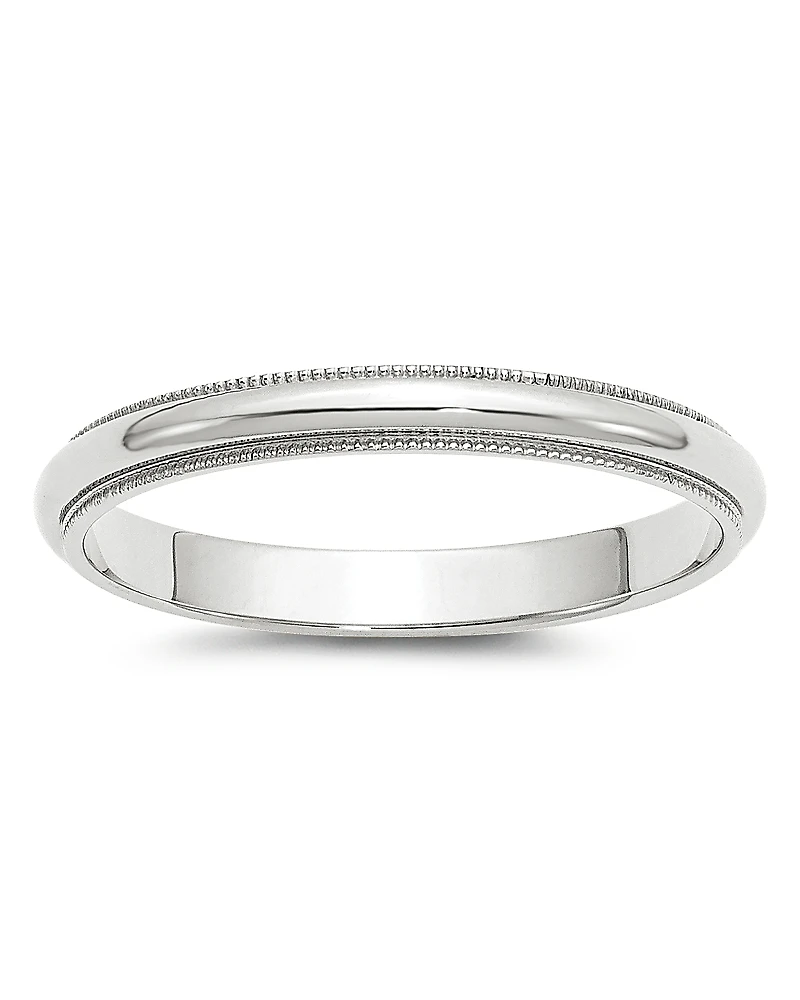 Bloomingdale's Fine Collection Men's 3mm Half Round Milgrain Band 14K White Gold