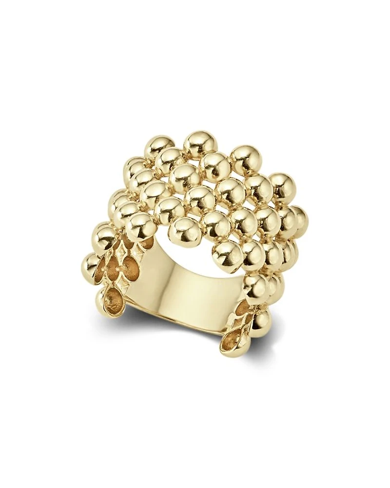 Caviar Gold Collection 18K Gold Wide Beaded Ring
