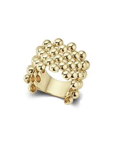 Caviar Gold Collection 18K Gold Wide Beaded Ring